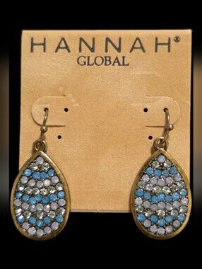 Blue & White Teardrop Crystal Earrings